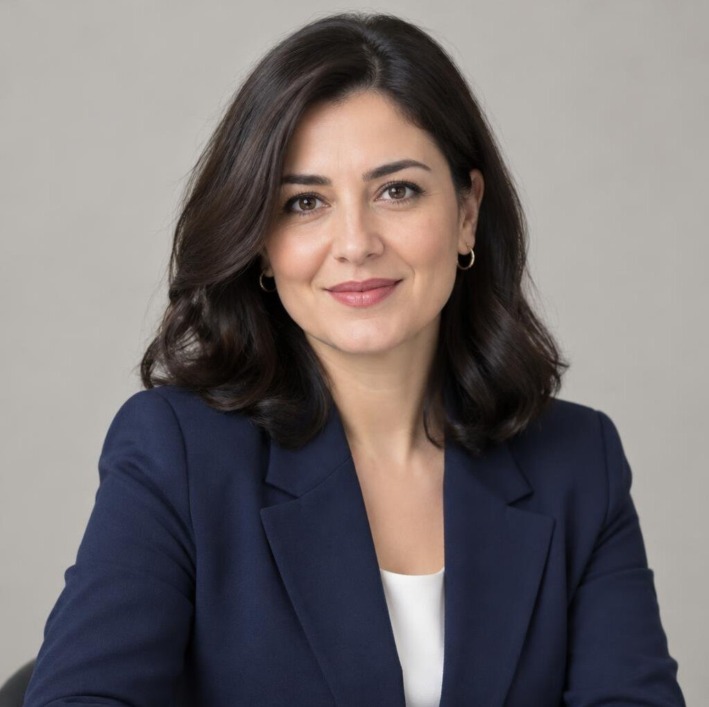 Portrait of a smiling woman with dark hair